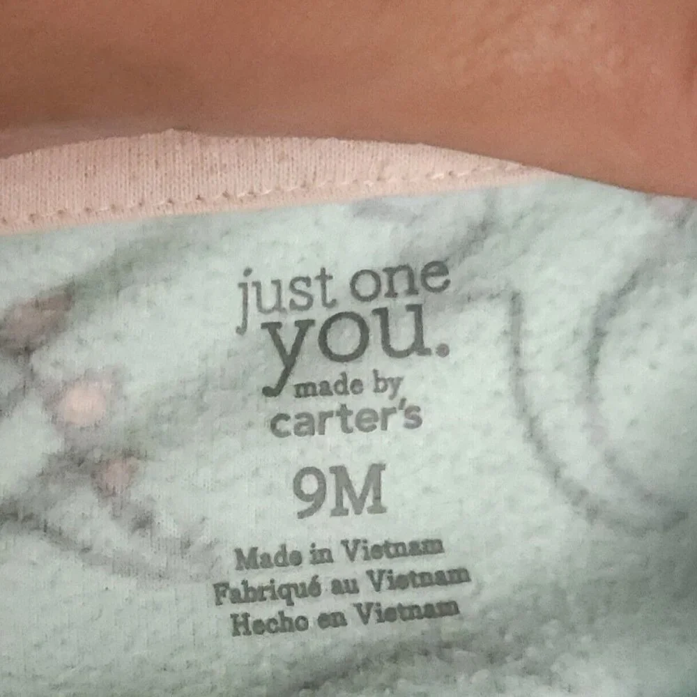 Just One You Infant Green Fleece Dinosaur Pajamas 9 Months